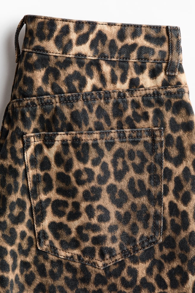 Denim Bermuda Shorts-Beige/leopard print - 3