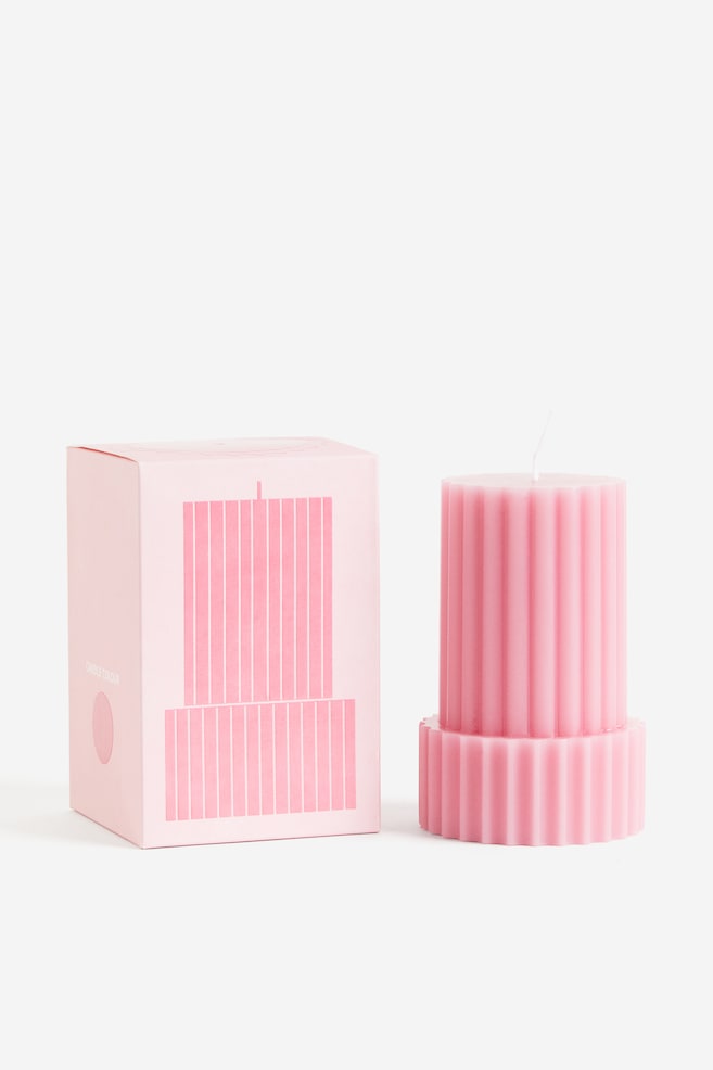 Shaped pillar candle - Light pink/Light beige - 1