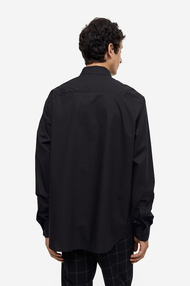 Skjorte i poplin Regular Fit - Sort/Grøn/Hvidstribet/Hvid - 5