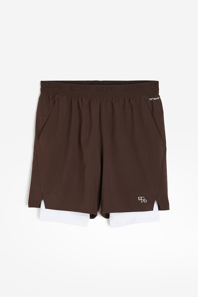 Shorts 2 in 1 in DryMove™ quadrielastico - Marrone scuro/bianco/Nero/ Verde kaki scuro - 2