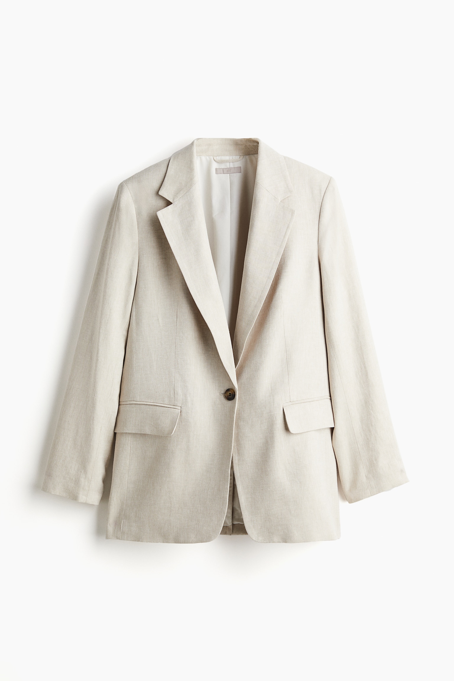 Linen Blend Blazer - Light beige/Light pink/Khaki green - 2