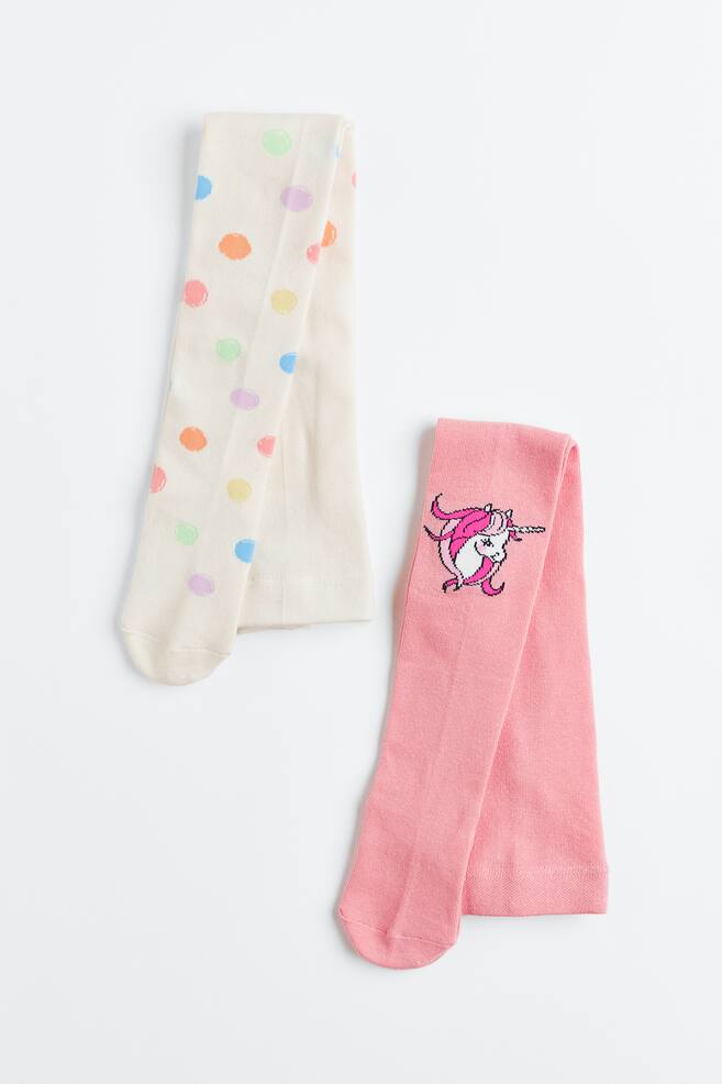 2-pack fine-knit tights - Light pink/Unicorn/Turquoise/Dinosaurs/Black/Light beige/Dusty pink/Unicorns