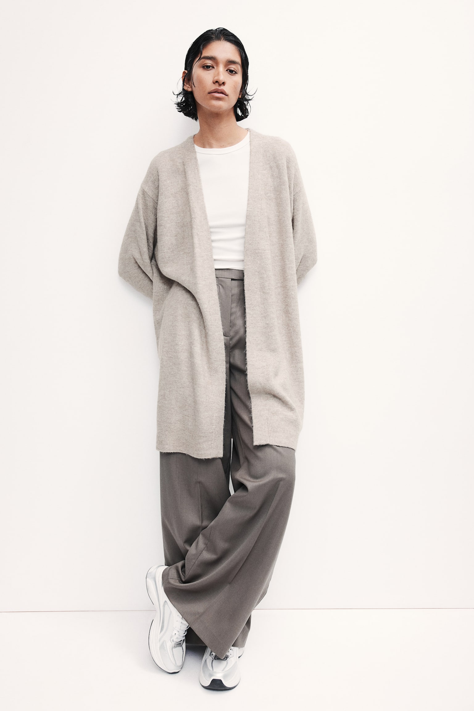 Long cardigan - Greige marl/Black/Light beige/Dark grey marl/Navy blue/Light beige marl/Striped - 1