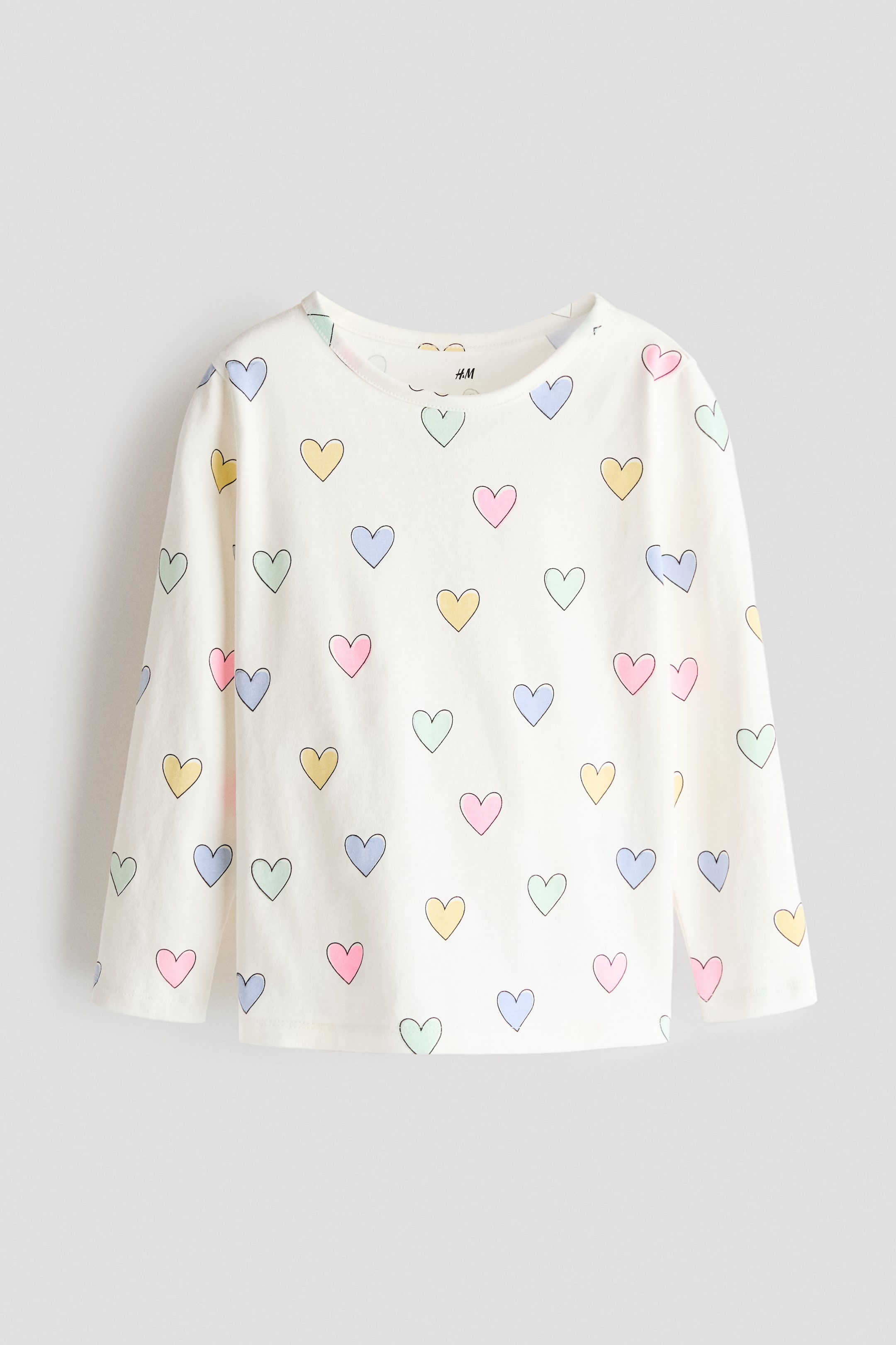 Büyük resmi görüntüle: Baskılı Jarse Üst - Beyaz/Kalpler - ÇOCUK | H&M TR 1