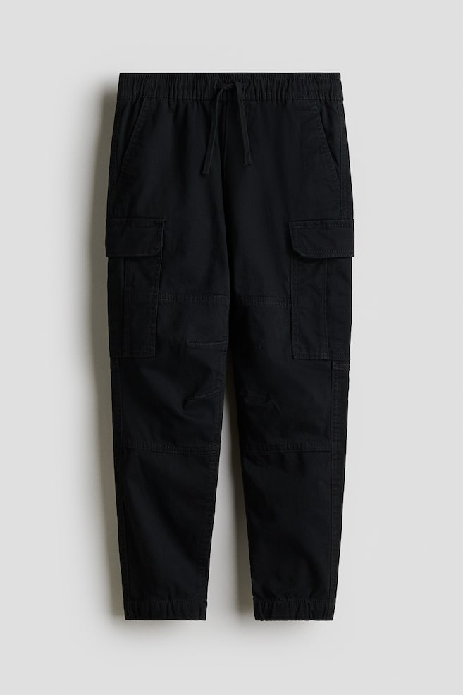 Cotton cargo joggers - Black - 1
