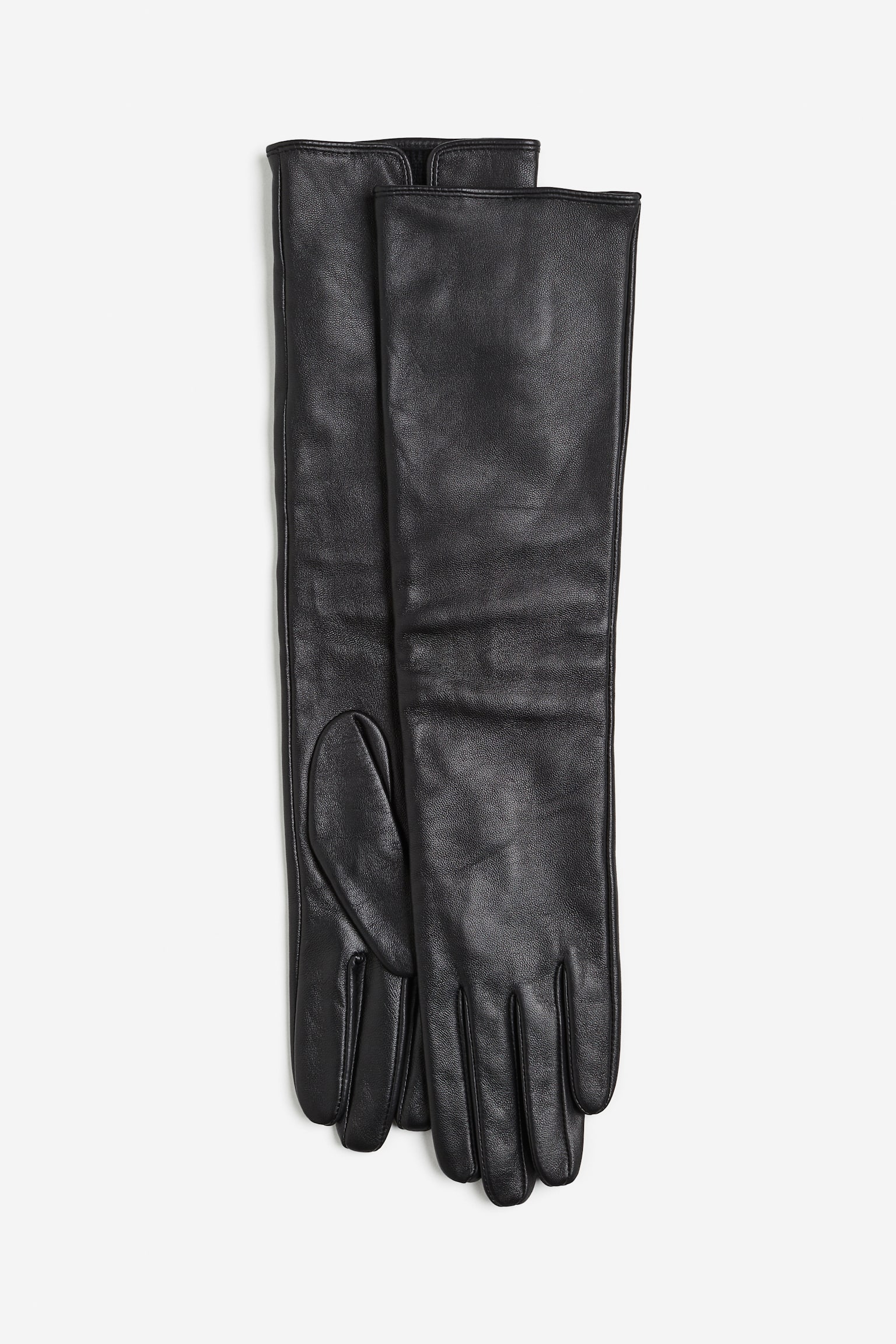 Long leather gloves - Black - 1