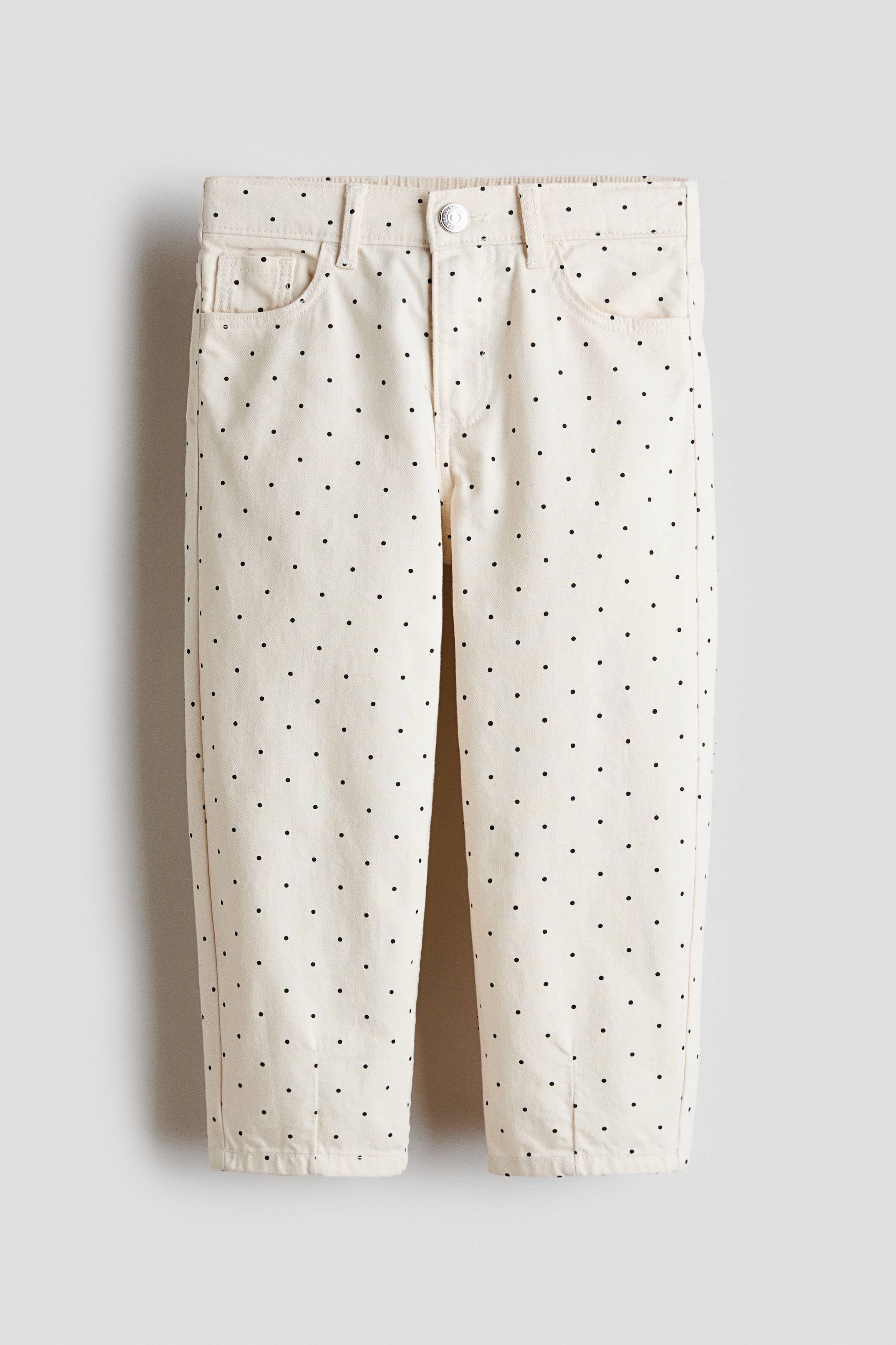 Pantaloni barrel in twill di cotone - Crema/pois