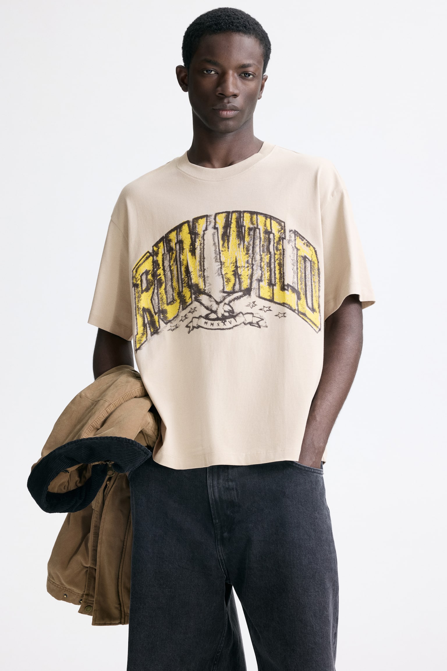 Camiseta con estampado Loose Fit - Beige/Run wild/Blanco/New York City/Azul oscuro/New York City/Negro/Golden sunset - 1