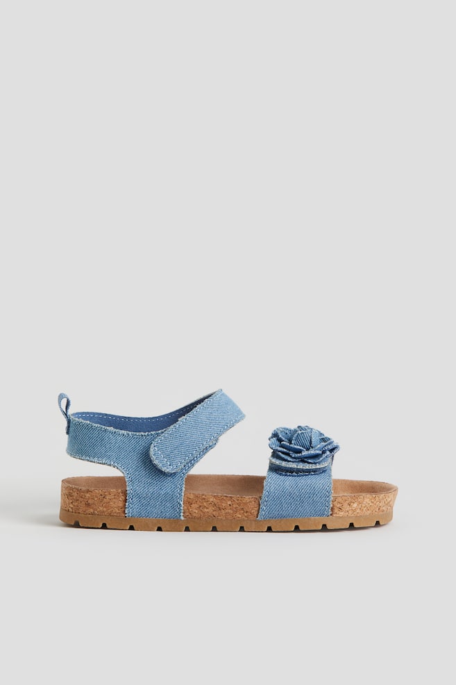Sandali con chiusura a strappo alla caviglia - Blu denim/fiore/Talpa chiaro/Bianco - 4