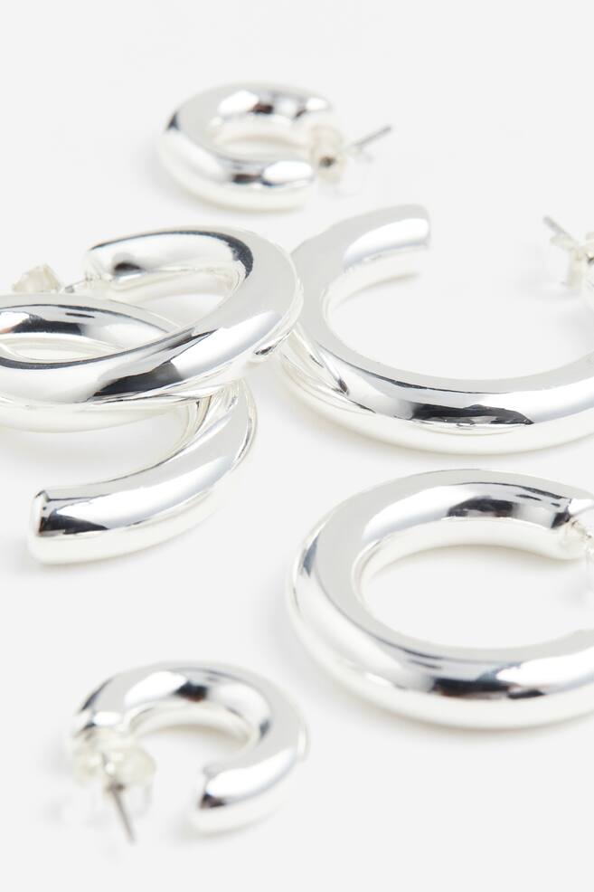 3 pairs hoop earrings - Silver-coloured - 2