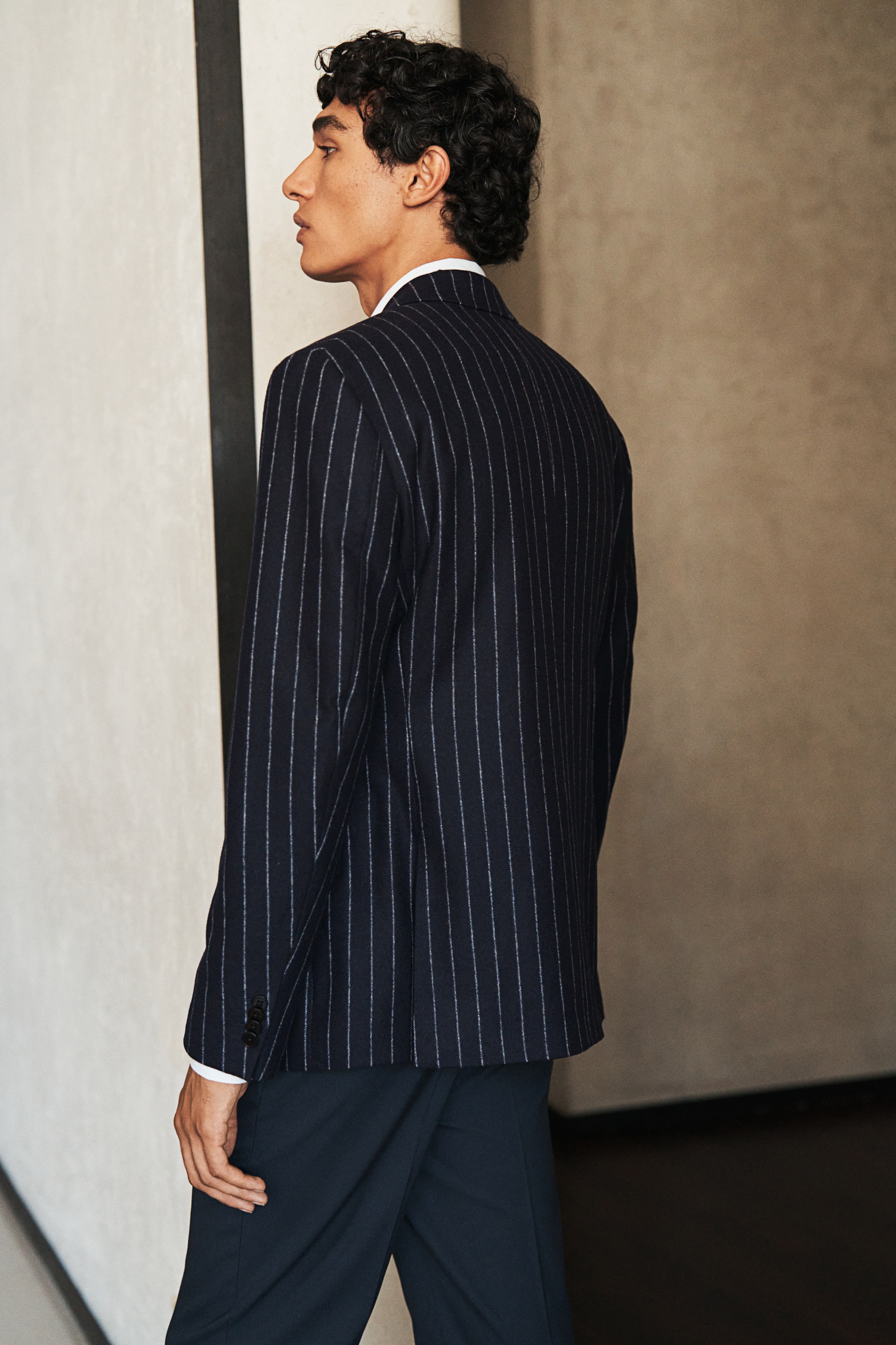 Regular Fit Wool-blend jacket - Navy blue/Pinstriped - Men | H&M GB 5