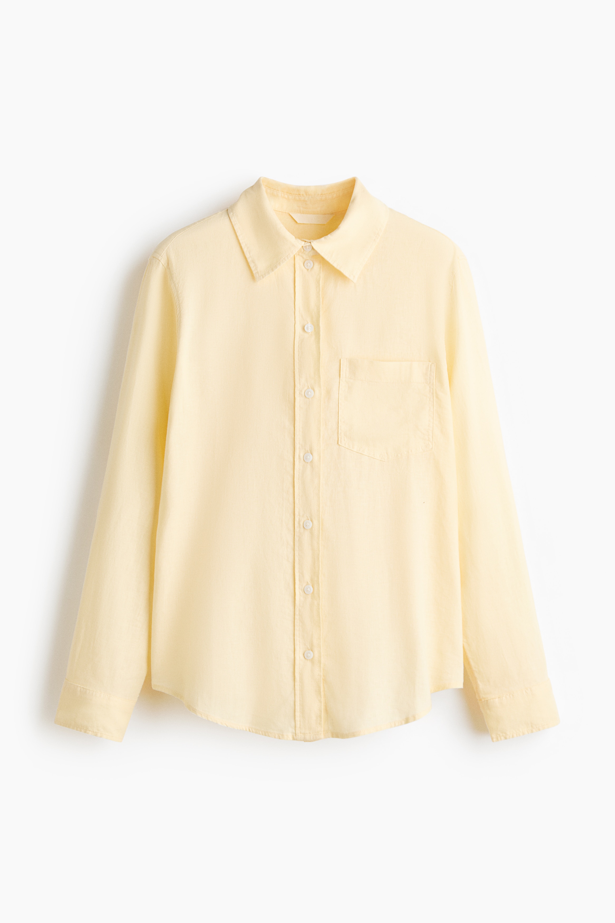 Linen-blend shirt - Light yellow/Cream/Striped/White/Light blue