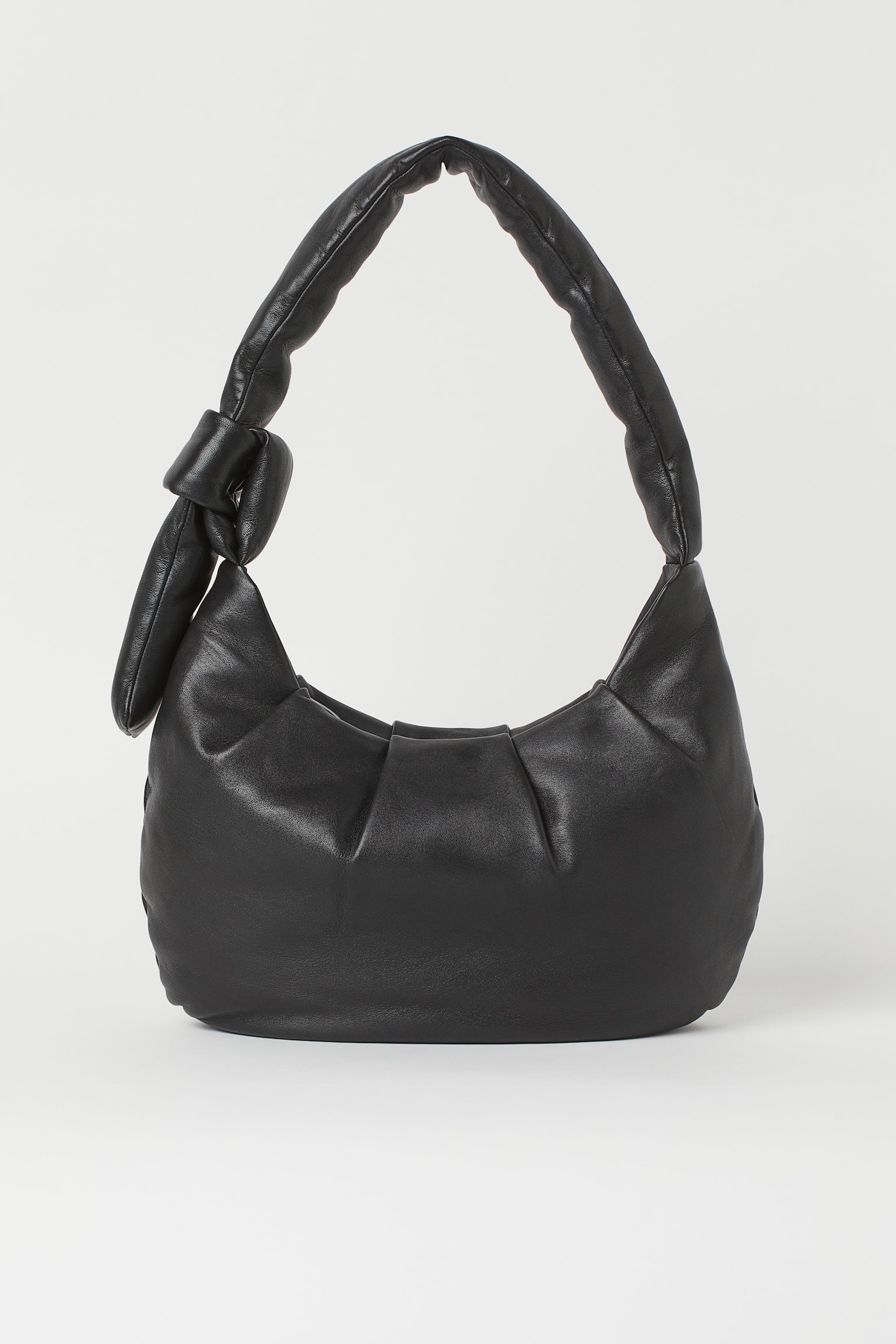 Soft leather shoulder bag - Black - 1