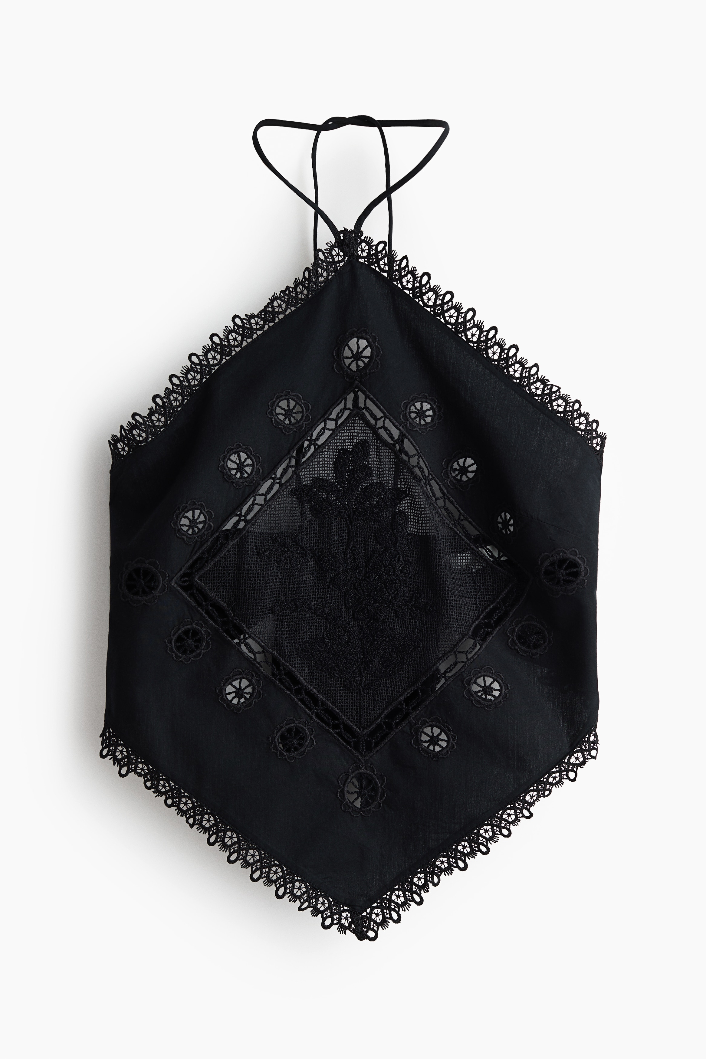 Top halterneck com rendaModelo