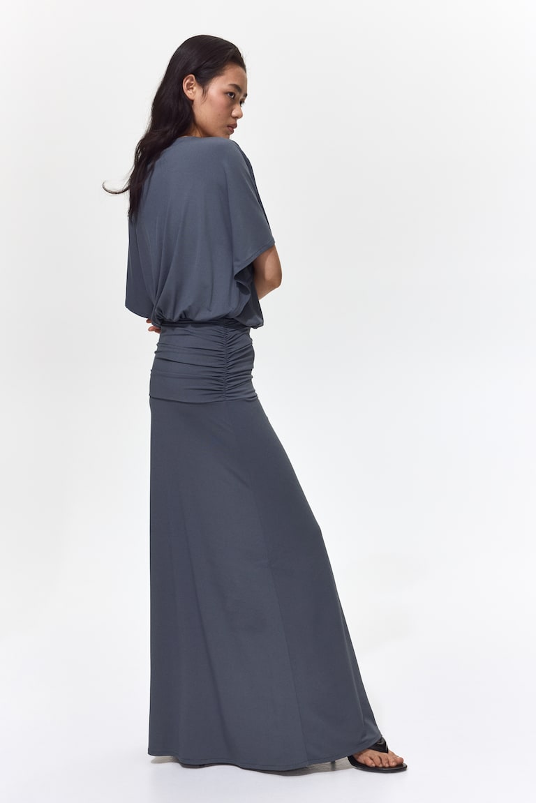 Women's Dark gray Draped Maxi Dress | H&M US Women's Dark gray Draped Maxi Dress | H&M US