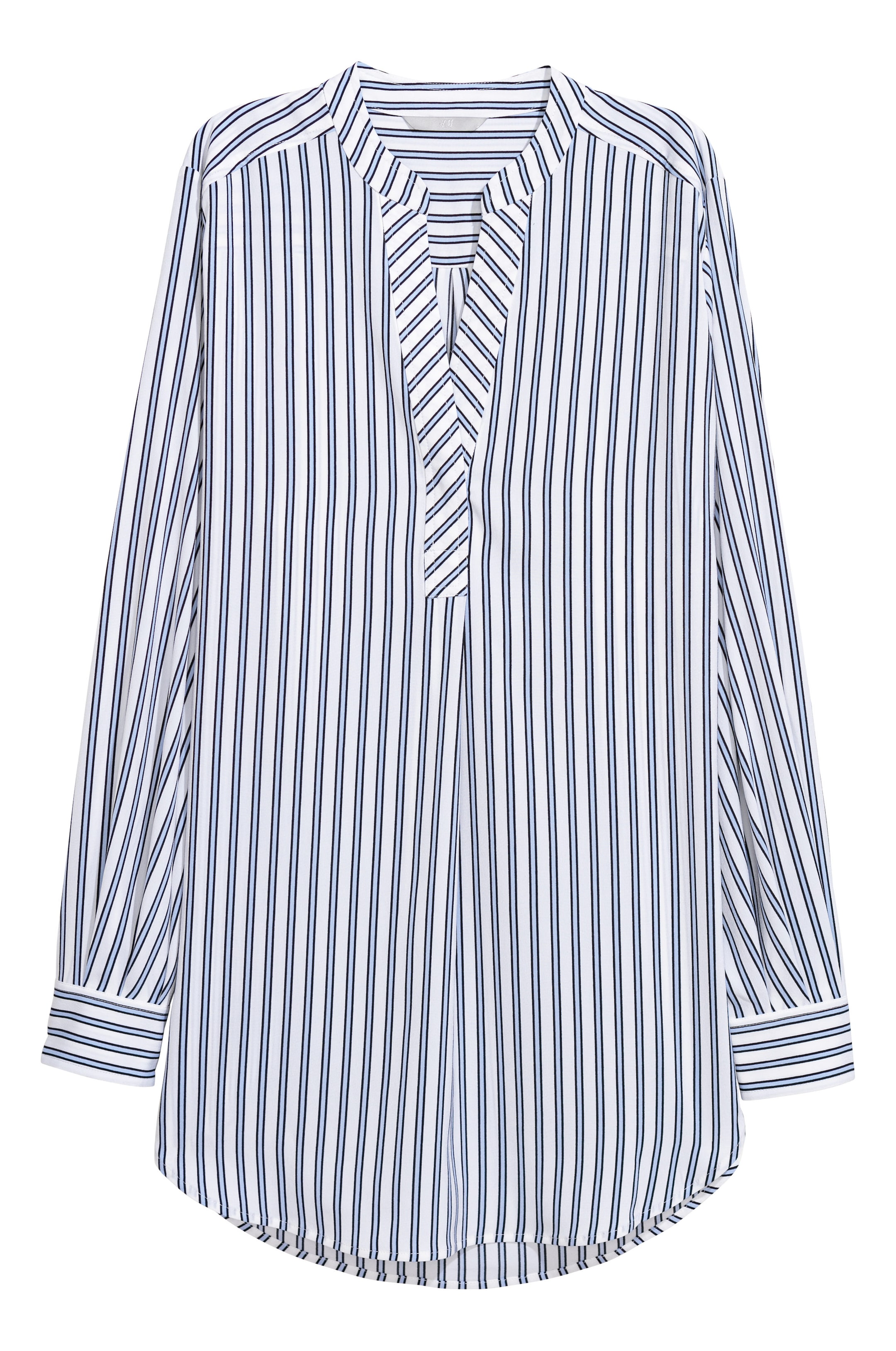 Vis større bilde: Crêpet bluse - Hvit/Blå stripet - DAME | H&M NO 1