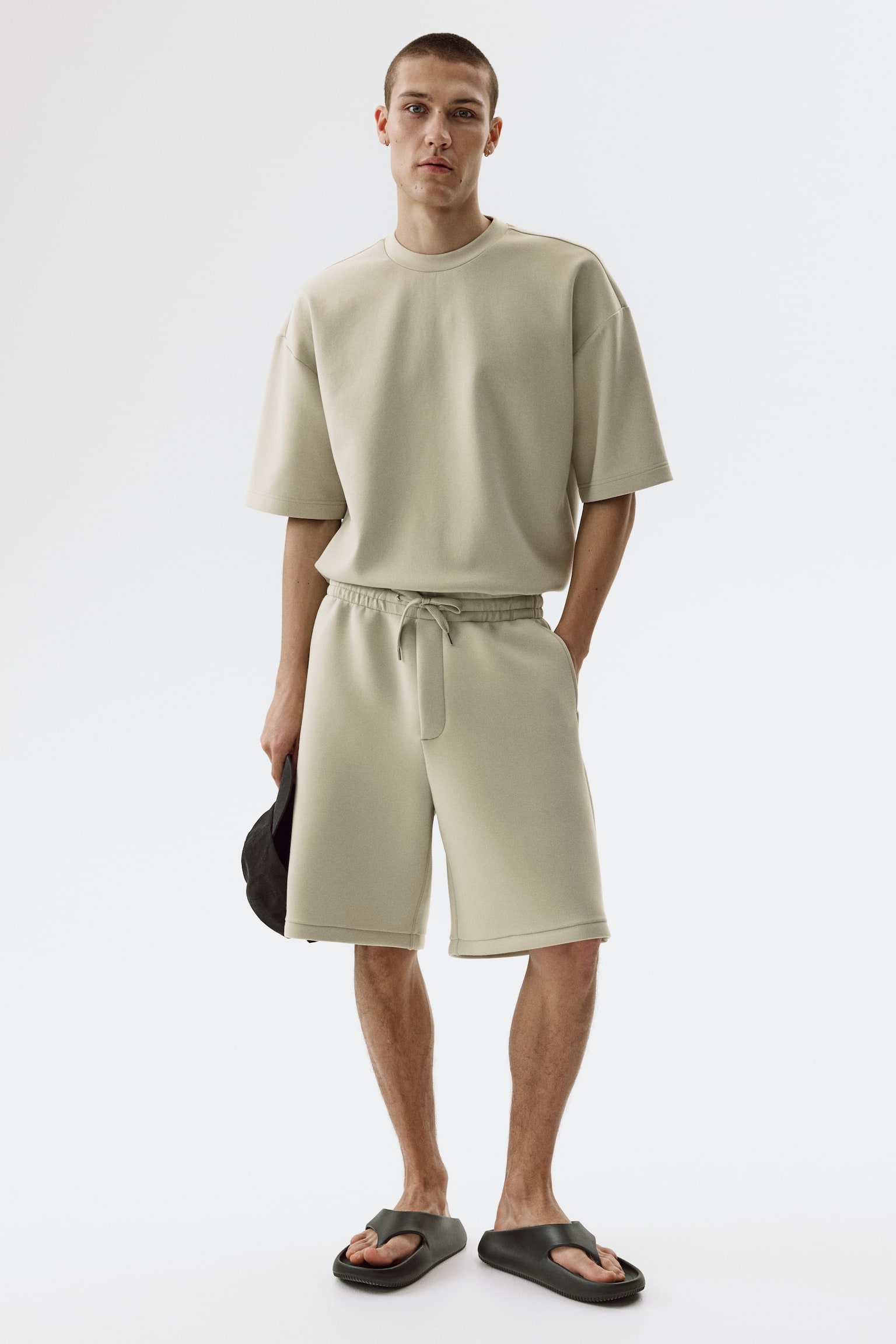 Relaxed Fit Scuba shorts-Light dusty green - 2