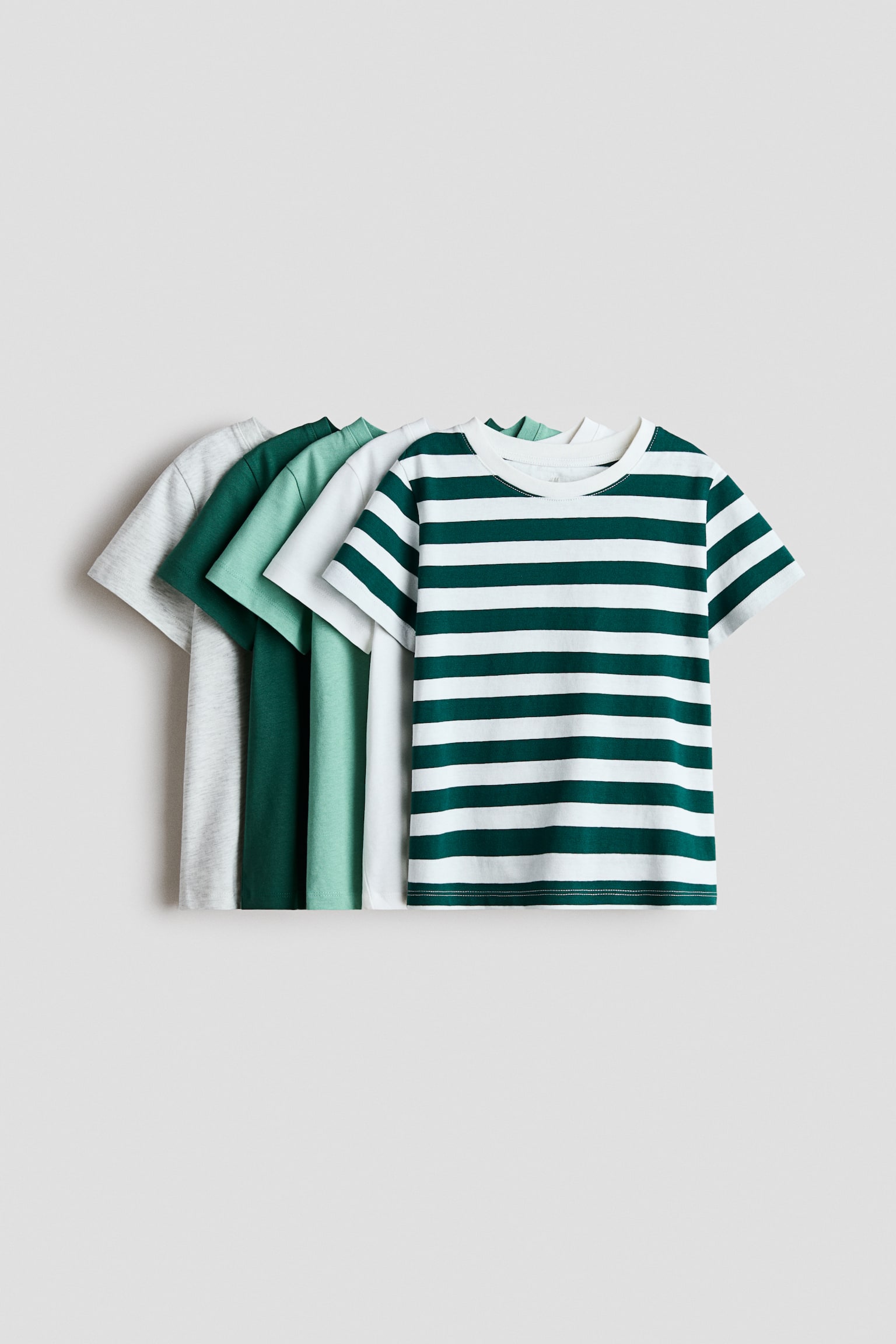 5-Pack Cotton T-Shirts - Dark green/striped/Dark dusty green/dark brown/Navy blue/blue/Green/light blue/red/Blue/light gray melange/Blue/dark red/brown/Apricot/blue/Red/striped/Blue/white/yellow/Beige/blue/cream