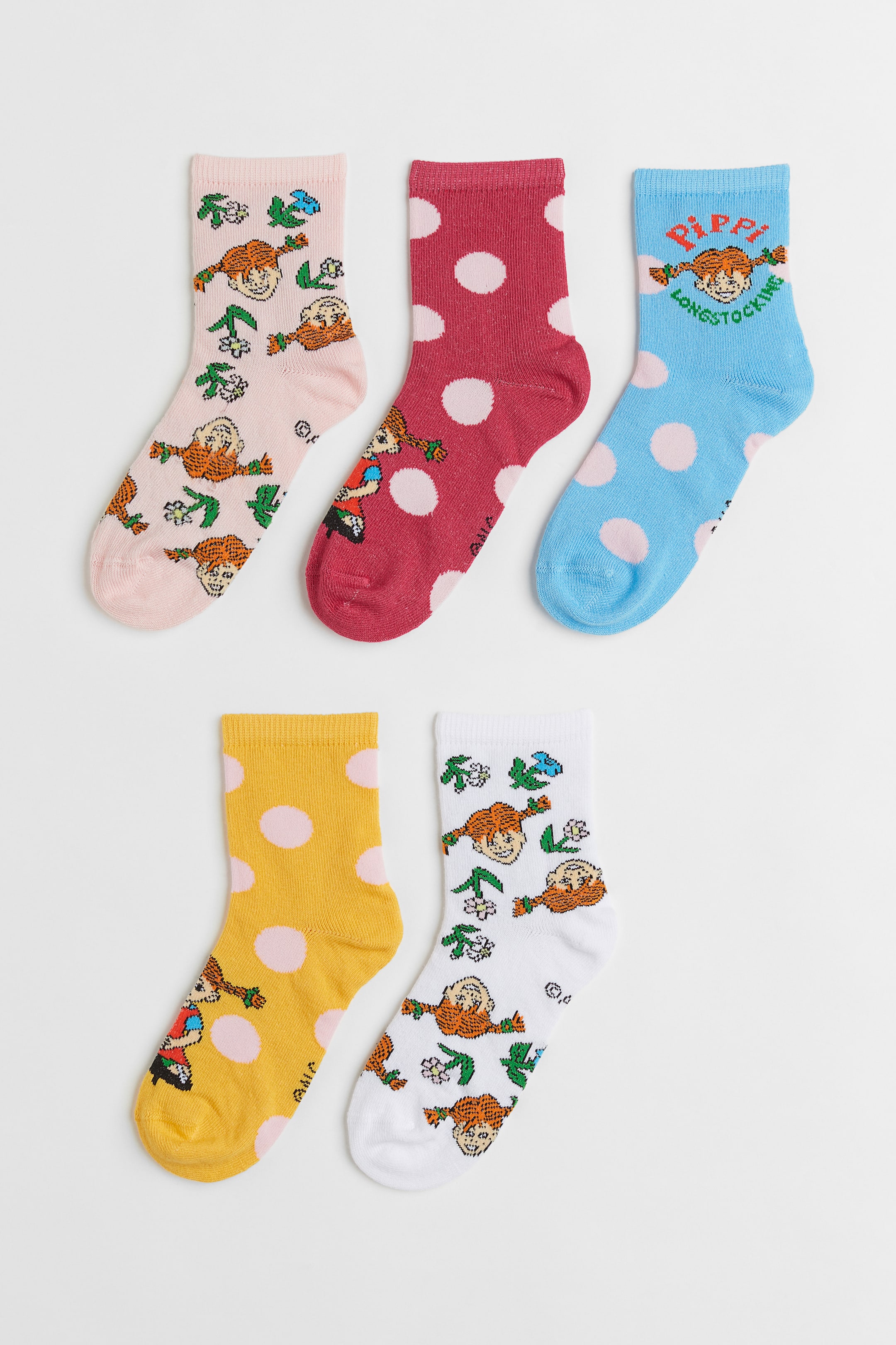 拡大画像を表示: ソックス 5足セット - イエロー／長くつ下のピッピ - Kids | H&M JP 1