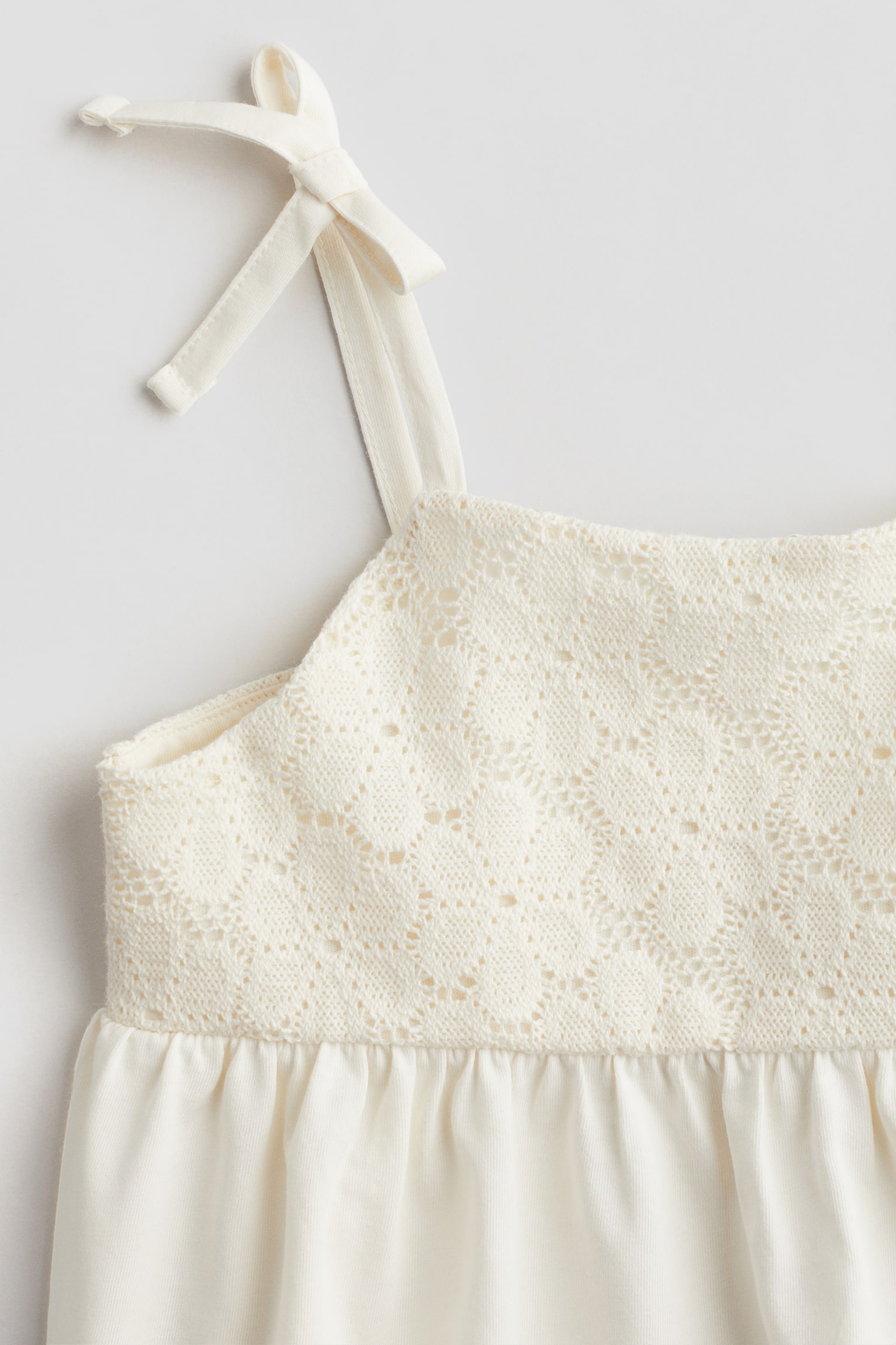 Crochet-look jersey dress - White - 3