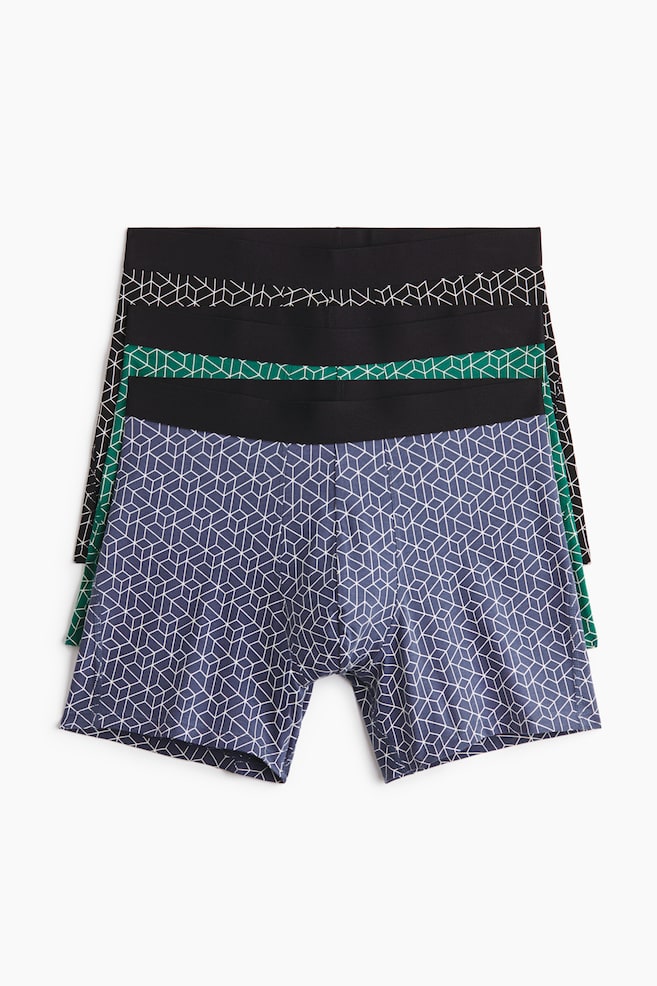 3er-Pack Halblange Trunks mit Lycra® - Mattblau/Grün/Schwarz - 1