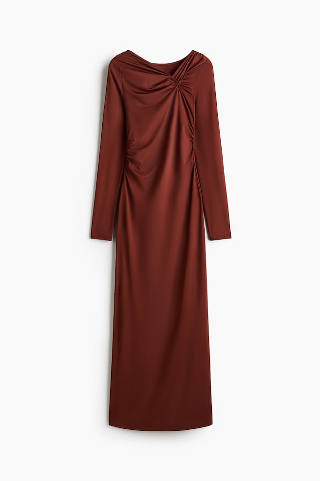 Draped jersey dress - Rust brown/Black - 1