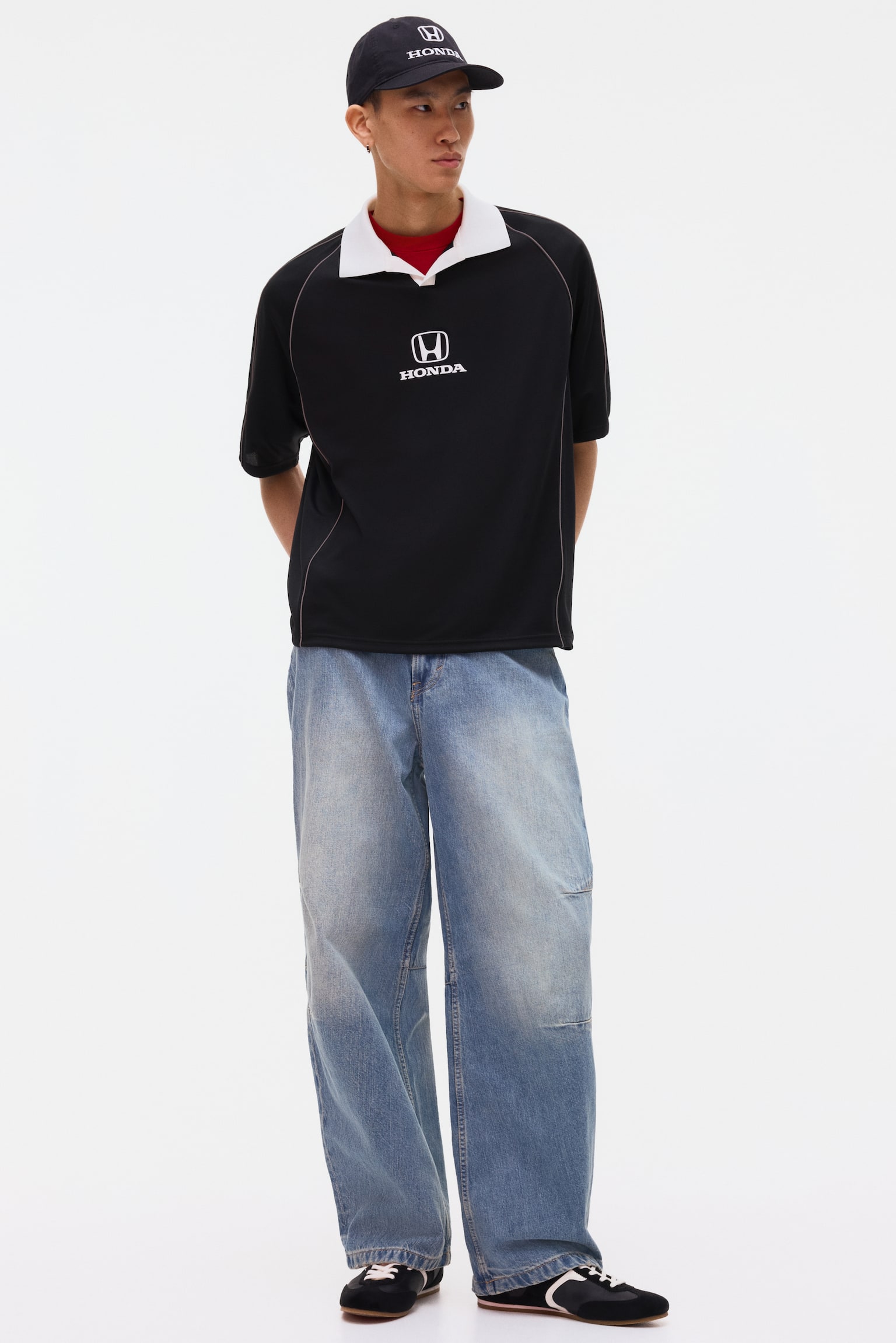 Oversized Fit Printed football shirt - Black/Honda - 5