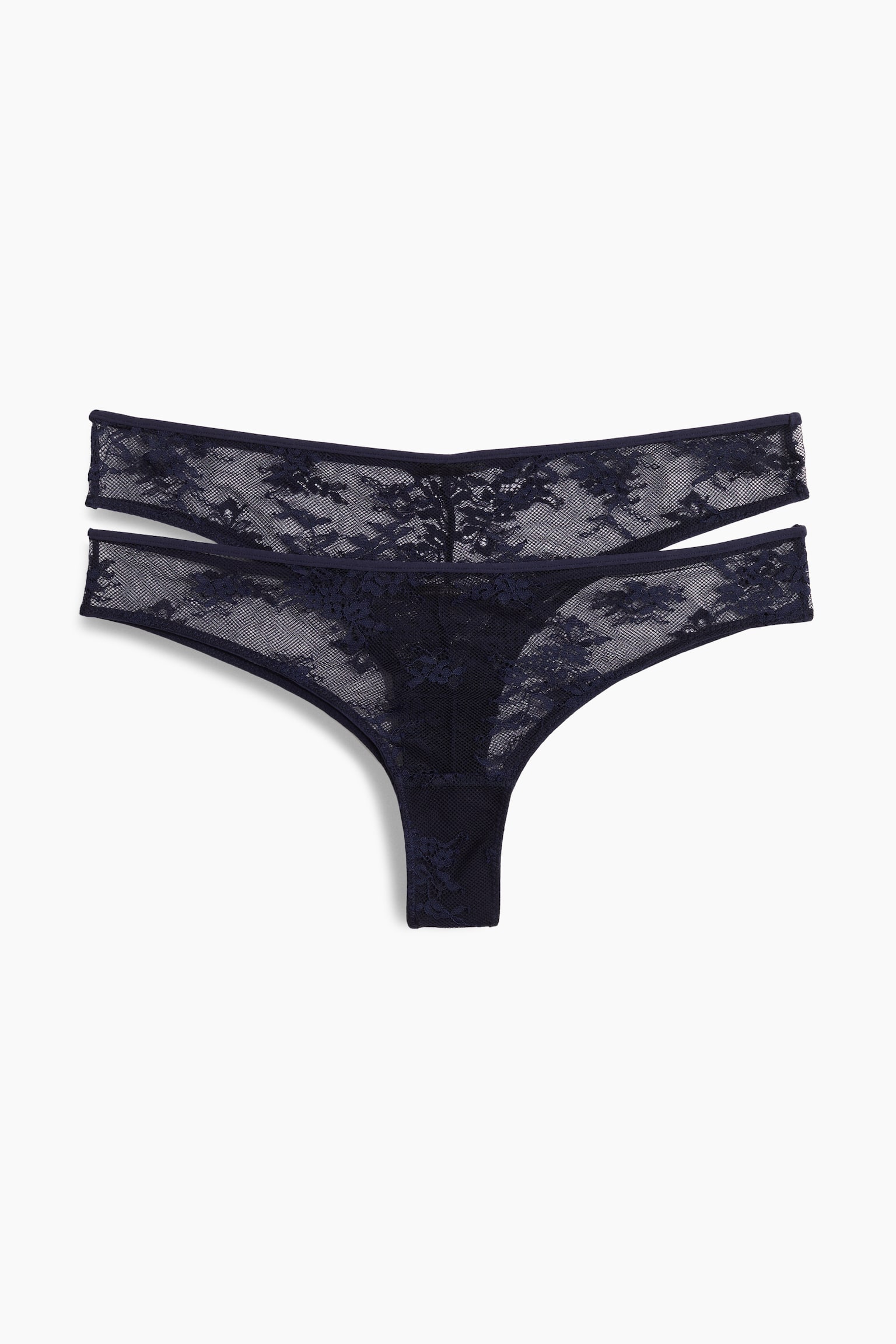 2-pack lace Brazilian briefs - Navy blue/White/Light pink/Black - 2