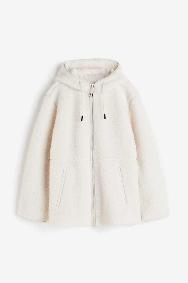 Hooded teddy jacket - White - 2