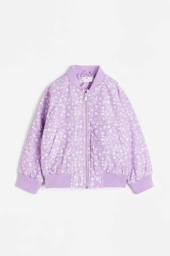 Bomber jacket - Light purple/Floral/Navy blue/Light pink - 1