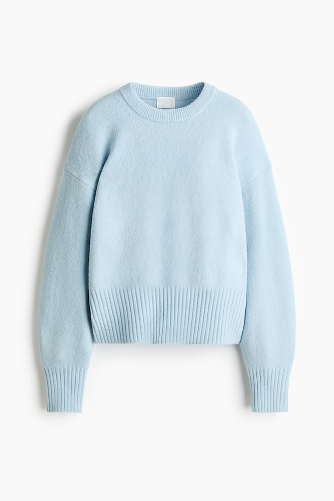 Oversized Sweater - Light blue/Dark beige/Cream - 1