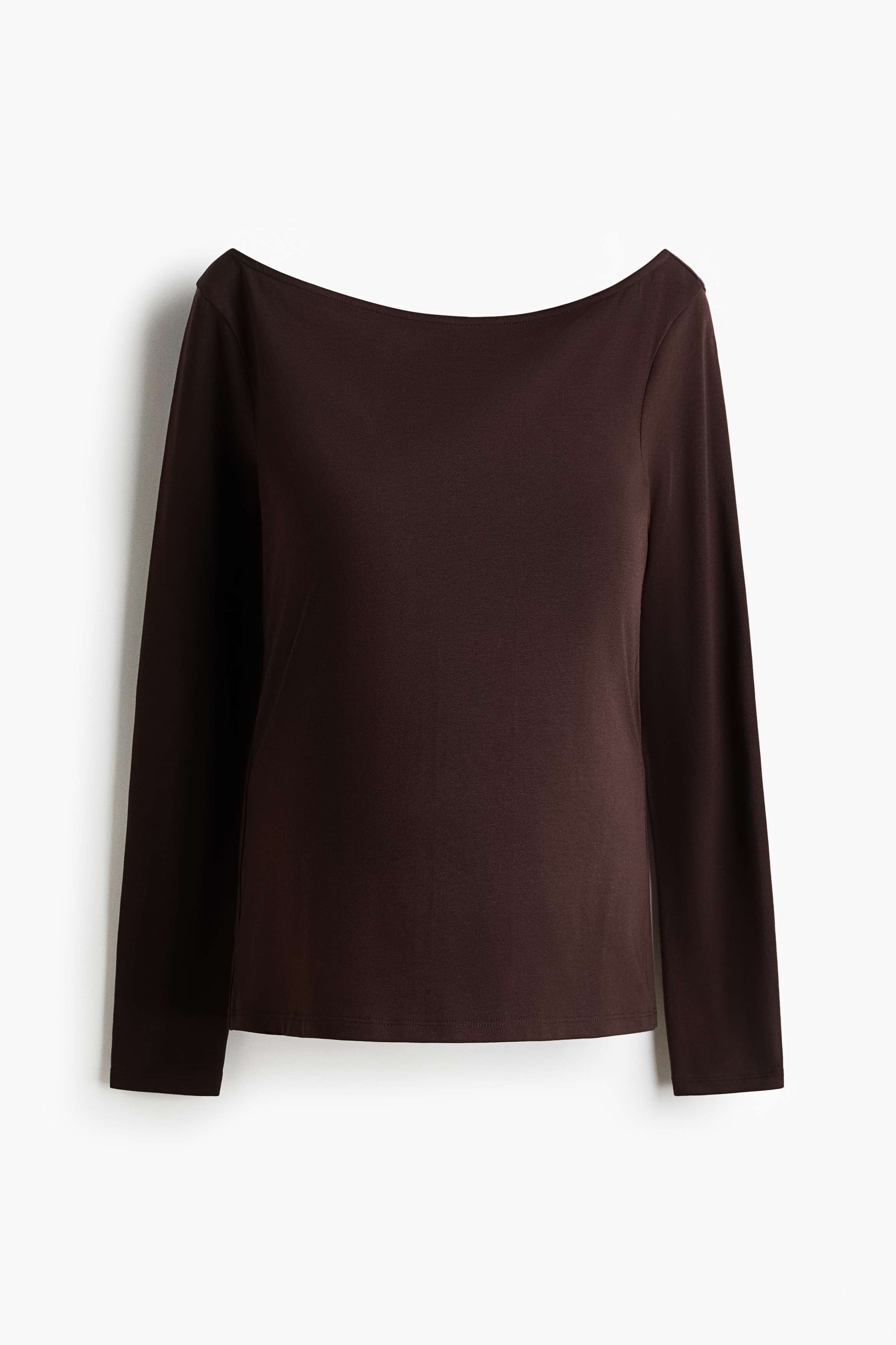 MAMA Boat-Neck Top - Dark brown/White/black striped/White/red striped