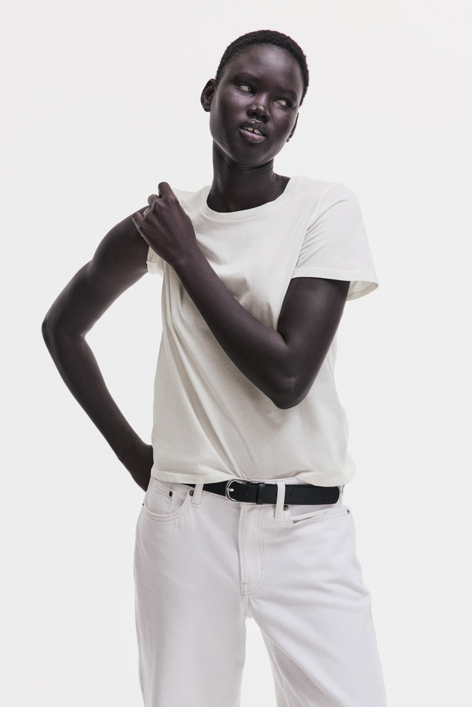 Cotton T-shirt - White/Orange/White/Navy blue striped/Dark dusty pink/Light grey marl/Black/Light yellow/Light pink/Blue/White - 3