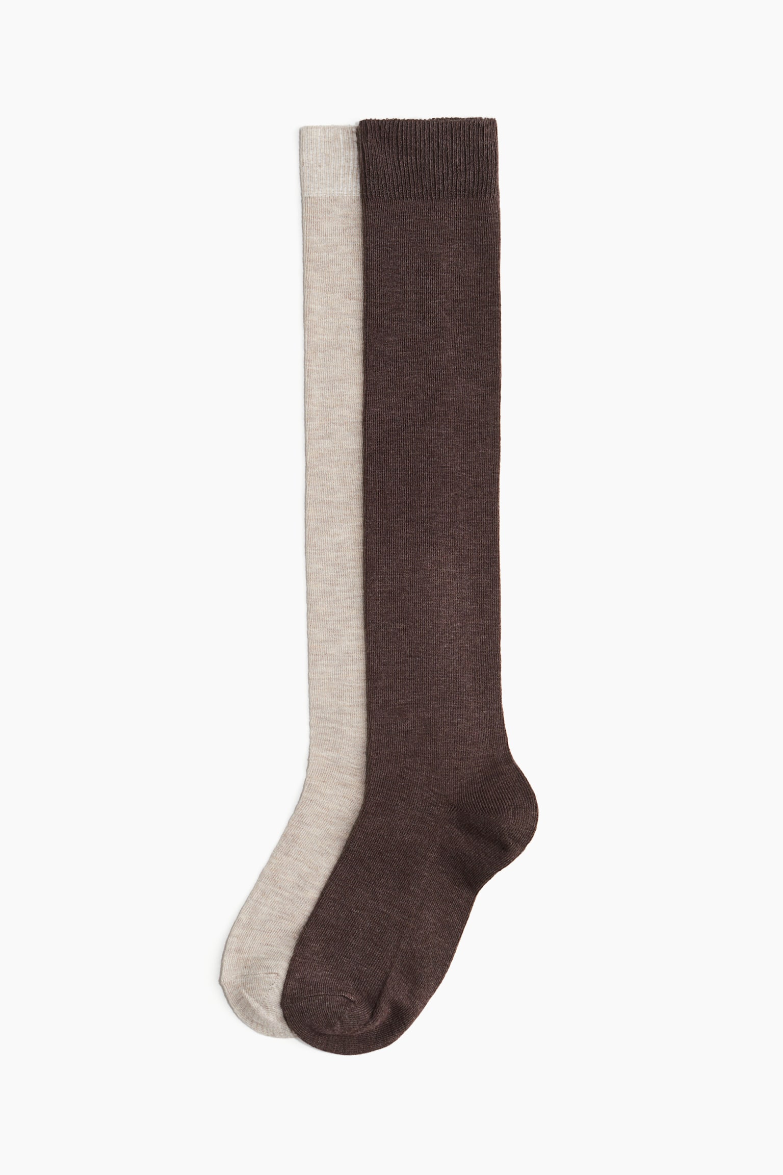 2-pack knee-high socks - Light beige/Dark brown/Black/Light grey marl/Dark grey marl - 2