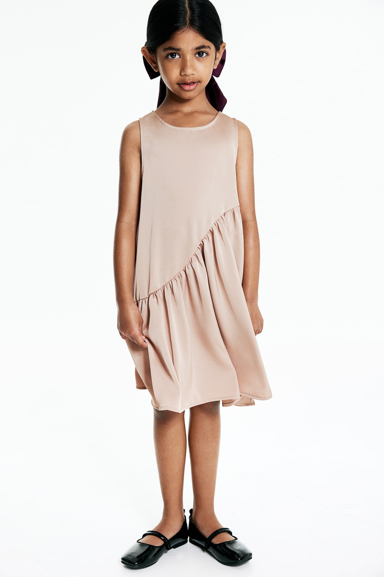 Gathered satin dress - Pink - 2