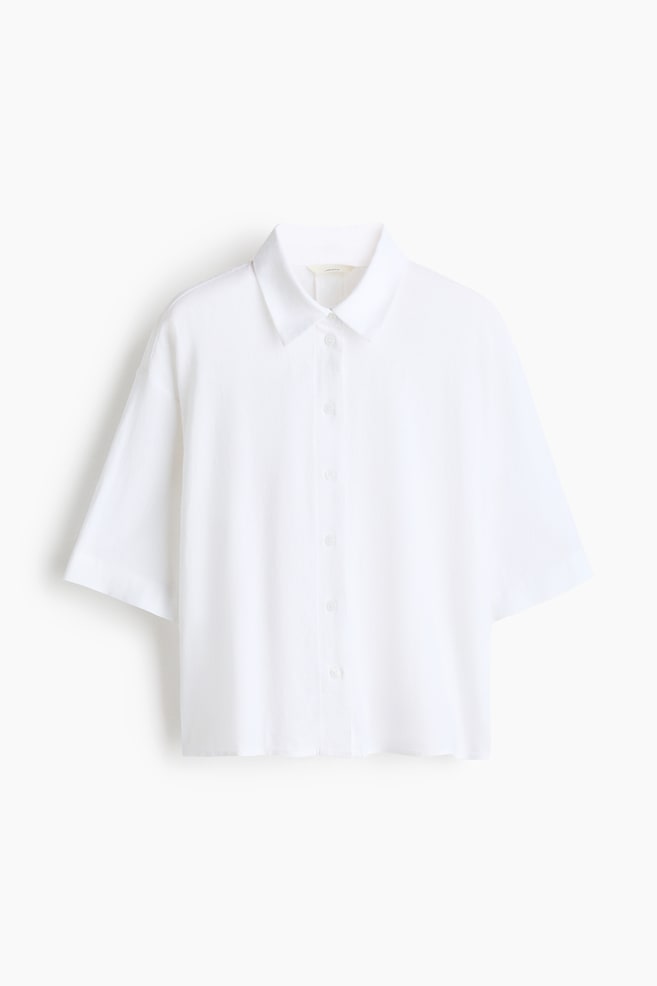 Oversized linen-blend shirt - White/Light blue/Striped/Green/Light pink/Striped/Black/Brown - 1