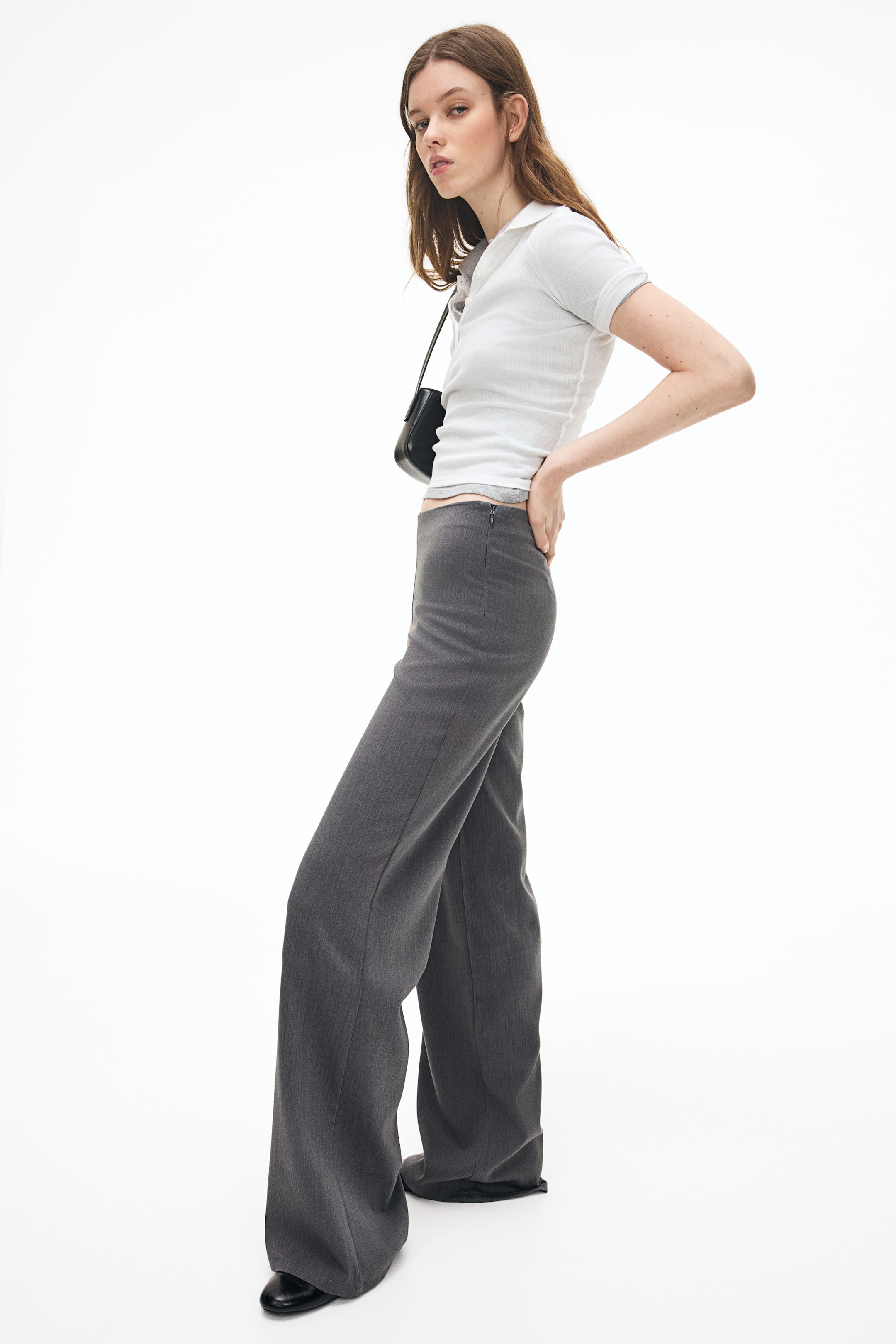 Wide-Leg Twill Pants