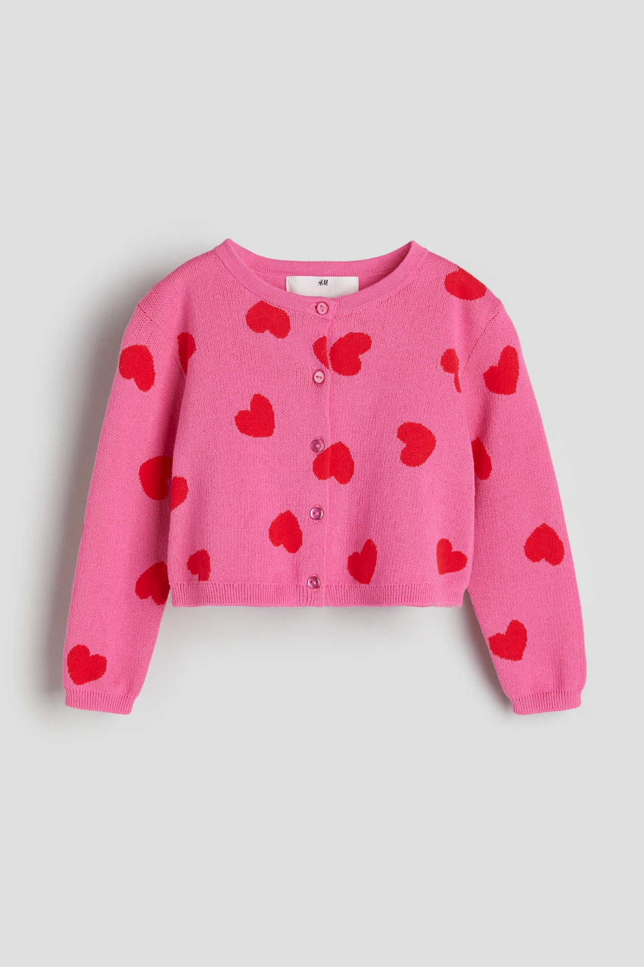 Cardigan in Jacquardstrick Rosa/Herzen Kids H&M DE