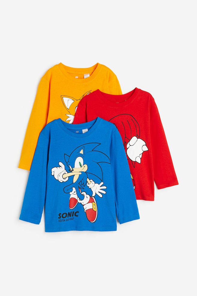 3-pak T-shirt med lange ærmer - Klar blå/Sonic the Hedgehog/Blå/Marvel Comics - 1