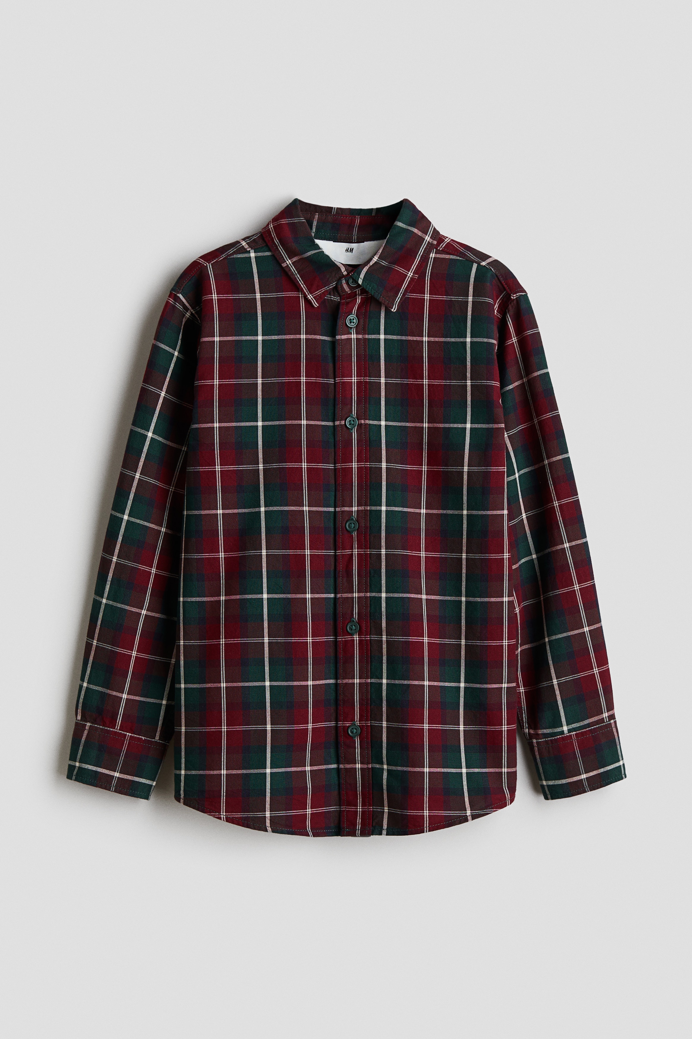 Camisa de algodón - Rojo/Cuadros/Blanco/Verde oscuro/Cuadros azules/Rojo/Azul claro