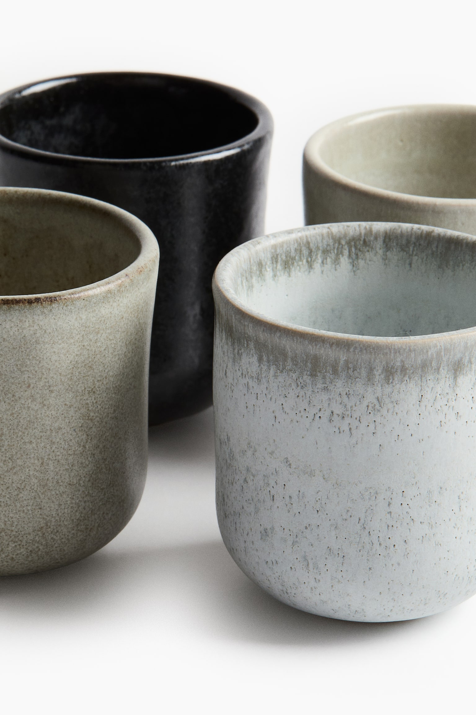 Set van 4 espressokopjes - Lichtgrijs/beige/Donkergroen - 3