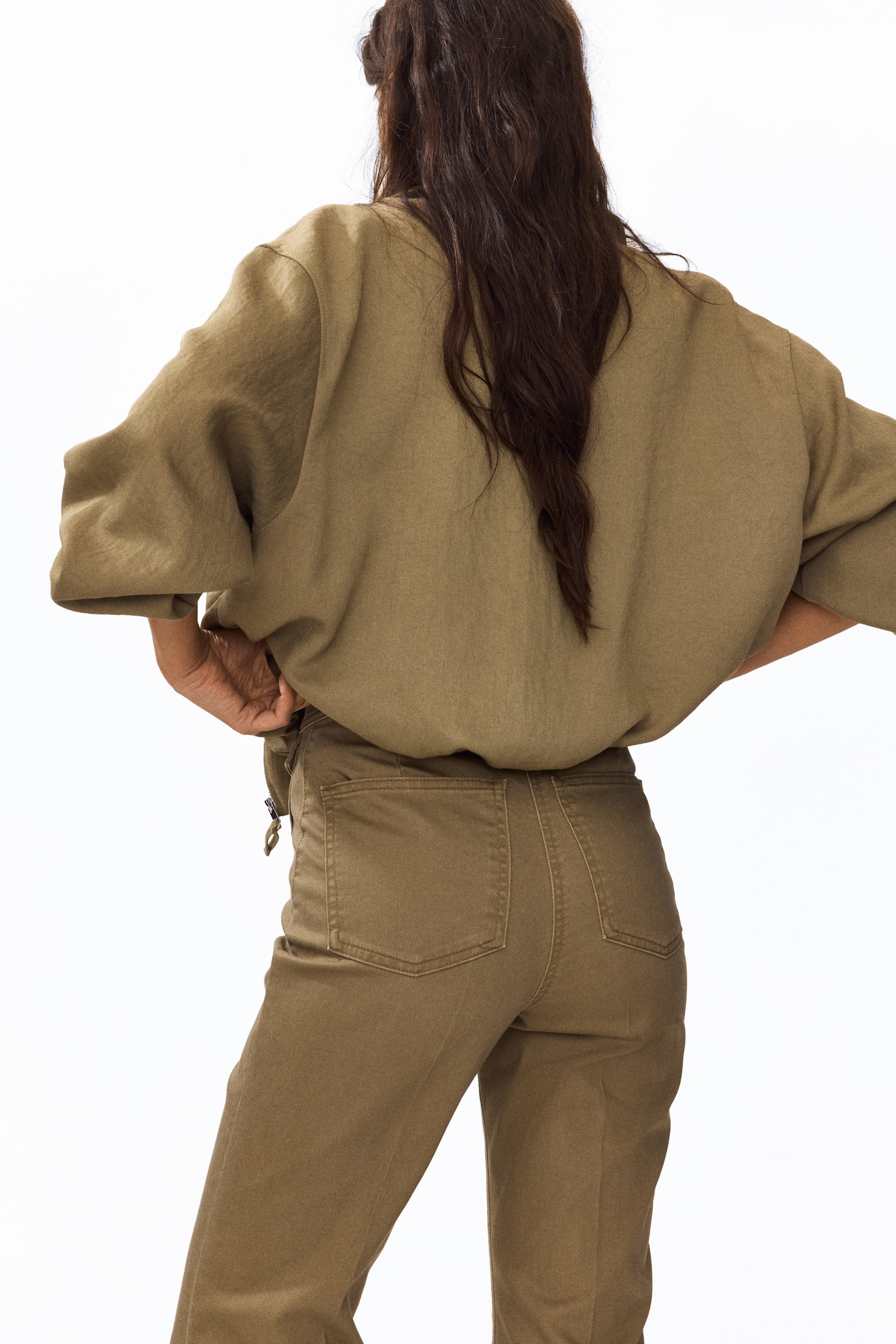 Flared ankle-length trousers - ירוק חאקי - 5