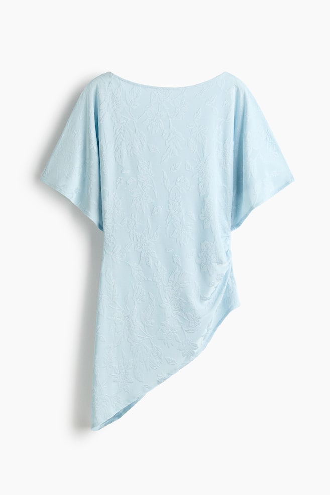 Top asimmetrico in jersey jacquard - Azzurro/Crema - 1