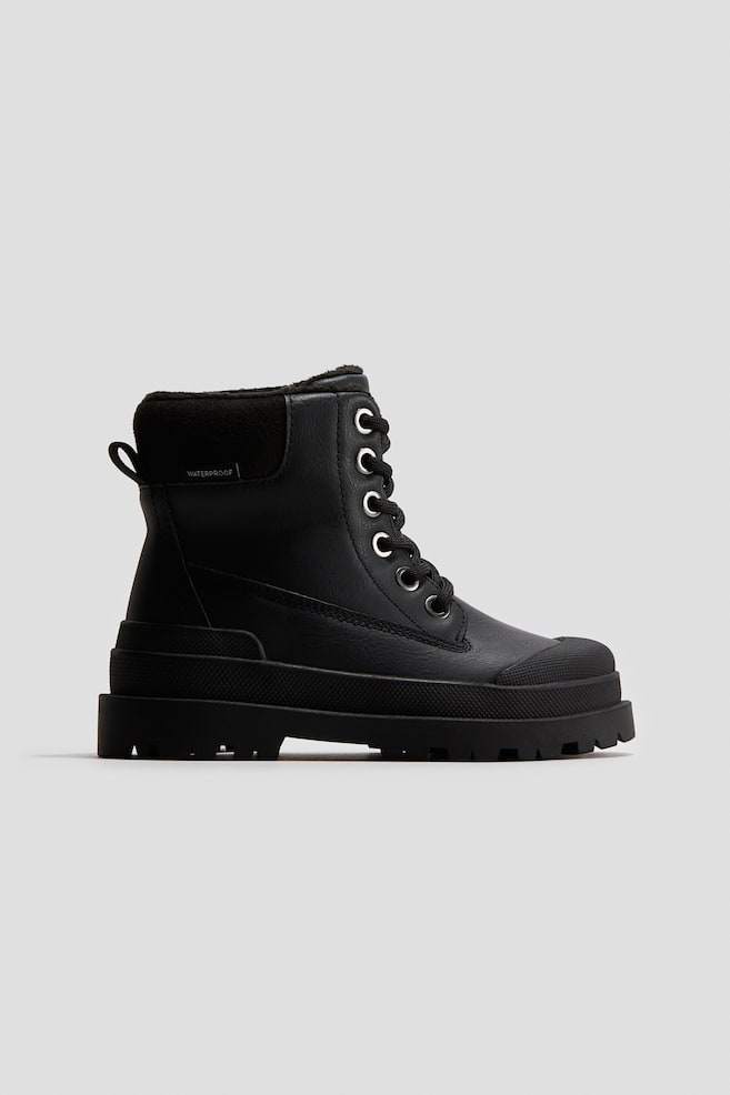Bottines imperméables à lacets - Noir/Beige - 1