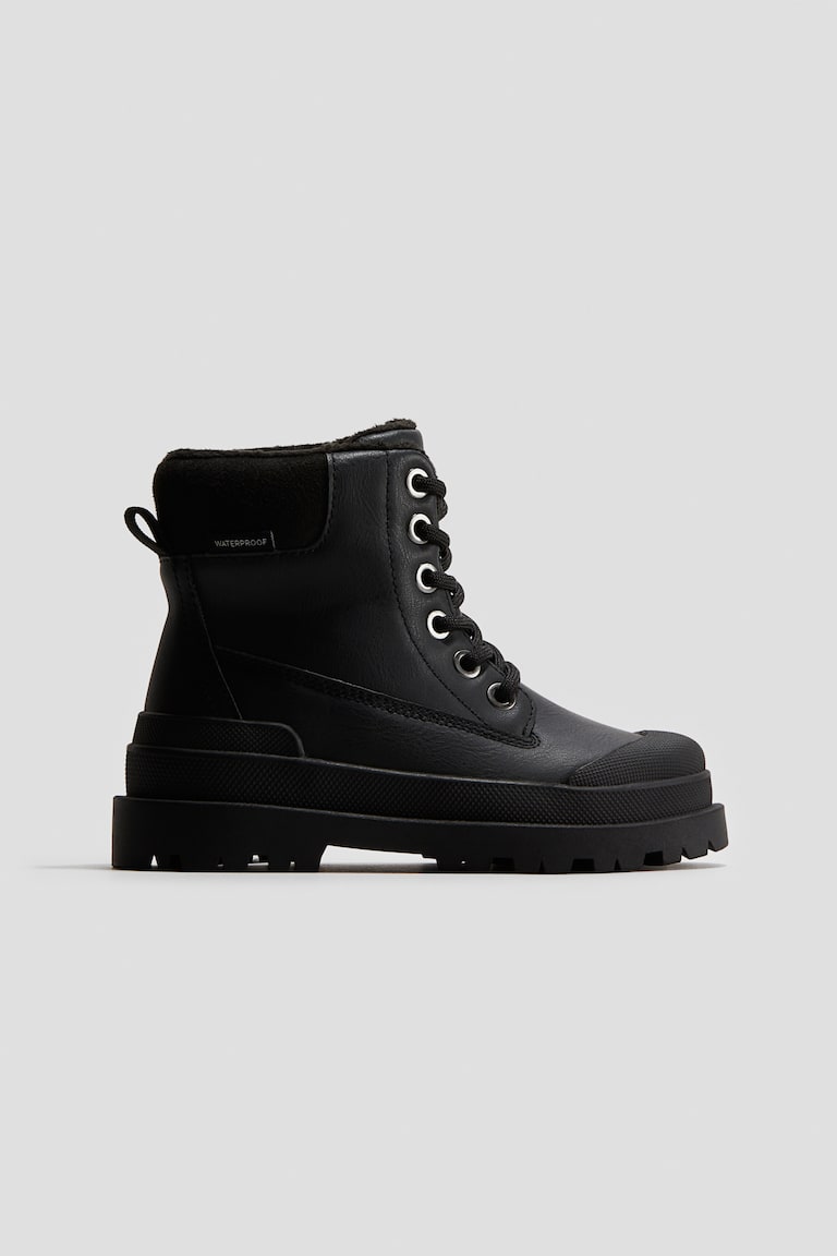 Waterproof lace-up boots Black Kids H&M