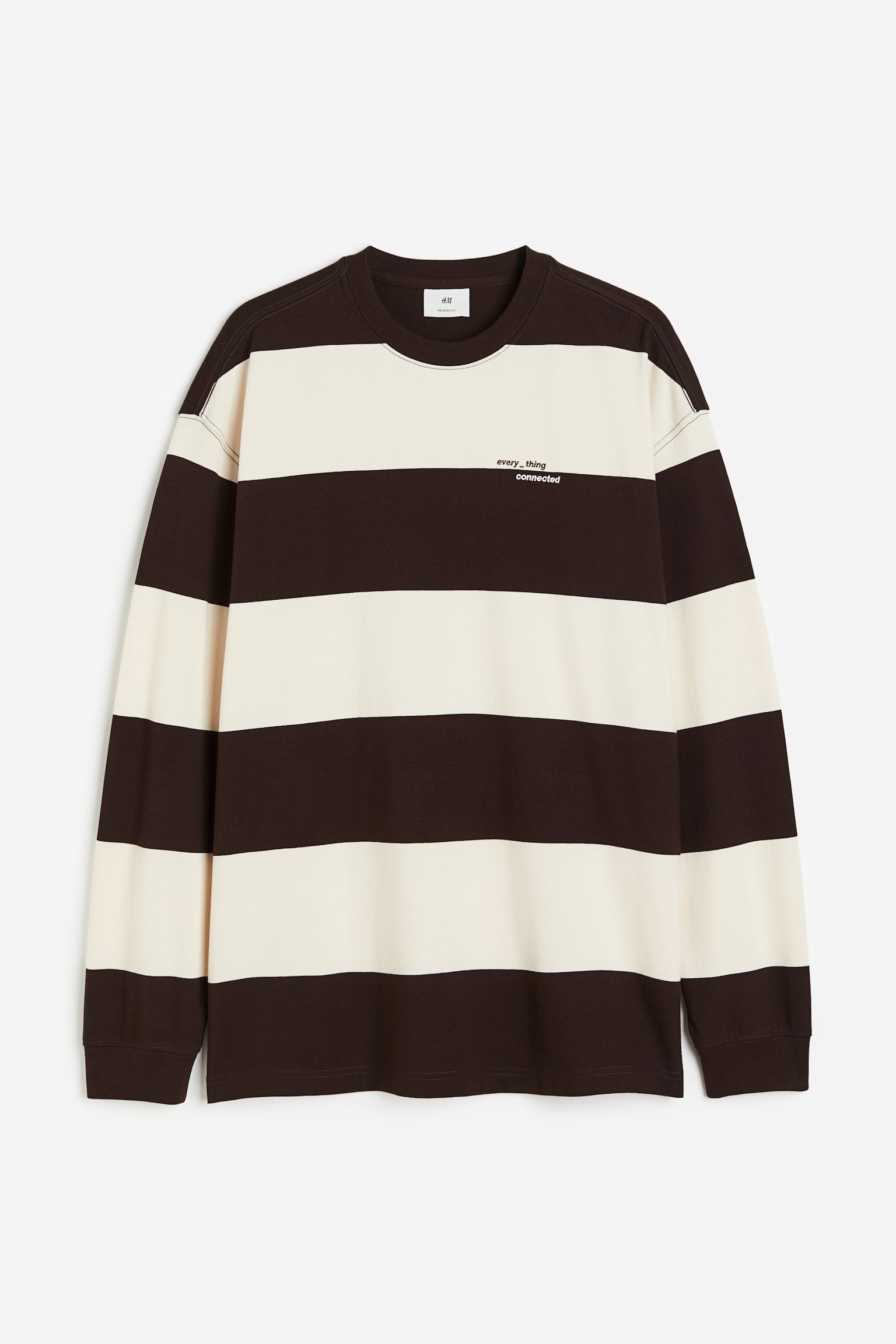 Loose Fit Jersey Top - Brown/Cream stripe