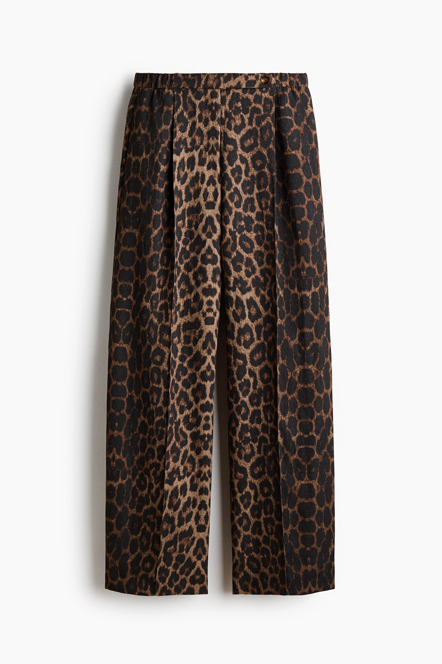 Creased Barrel-Leg Pants - Brown/leopard print/Black/Cream