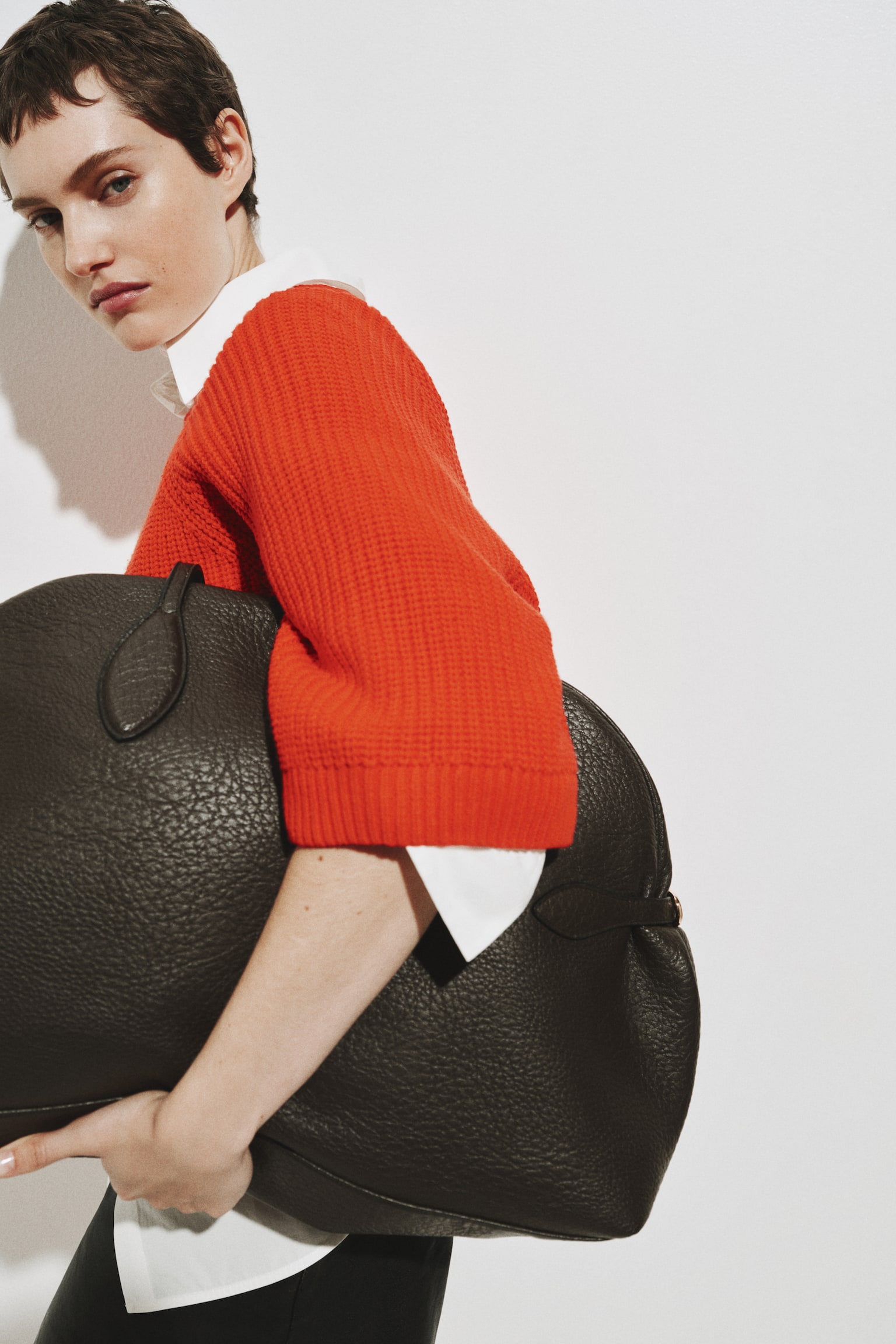 Rib-knit top - Bright red/Navy blue/Beige - 6