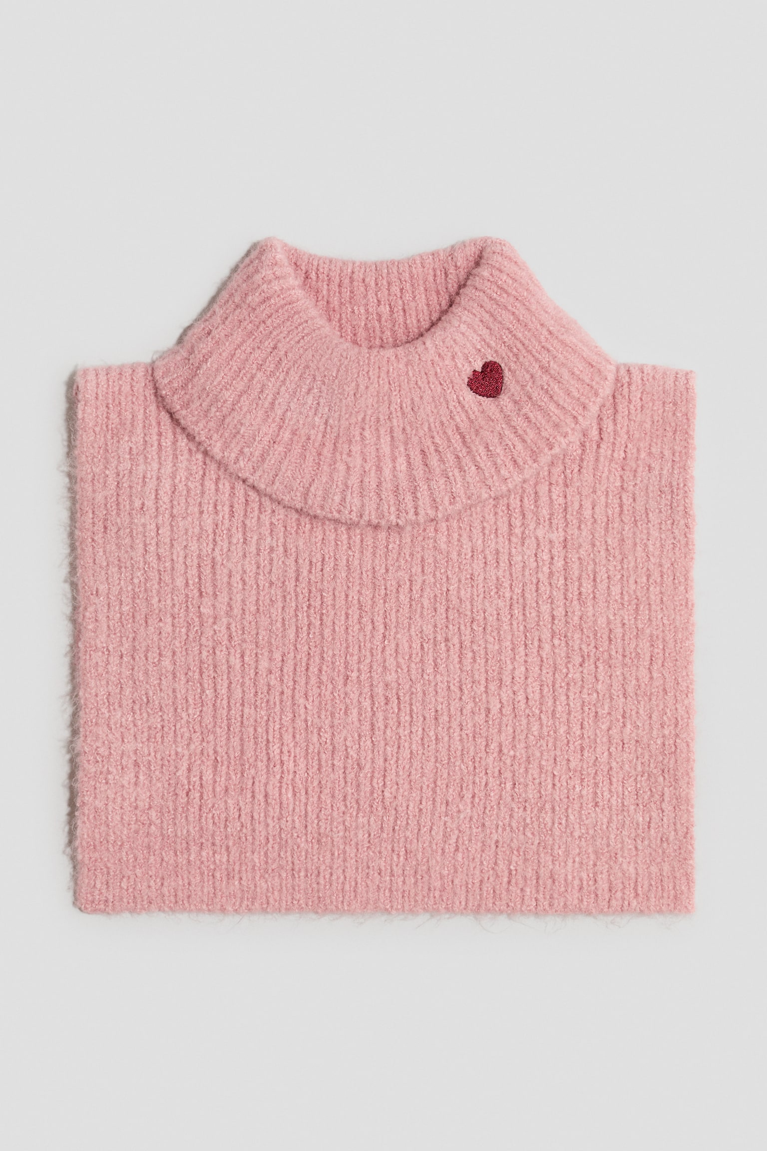 Детские свитеры H&M Rib-Knit Neck Warmer with Embroidered Detail, цвет: Пыльный розовый — фото 1