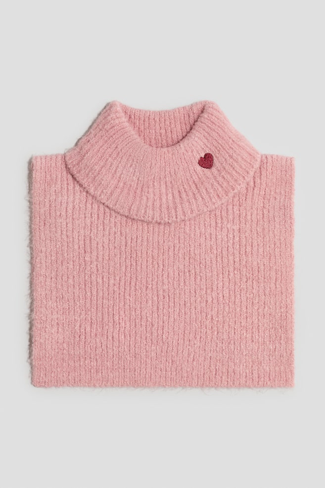 Embroidery-detail rib-knit neck warmer - Dusty pink/Heart - 1